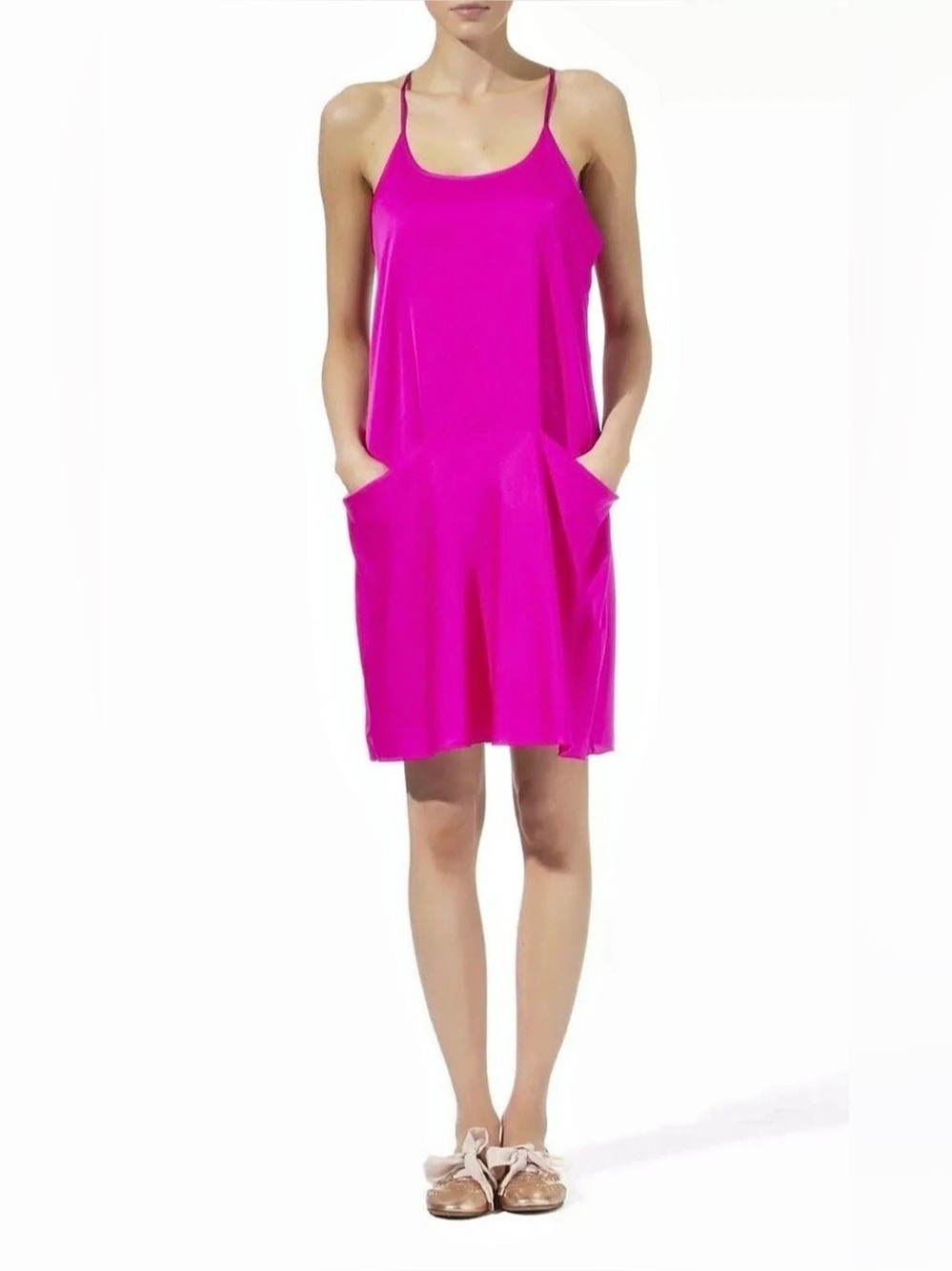 theory Alesandra Silk Slip Dress Pink Mini Size 4